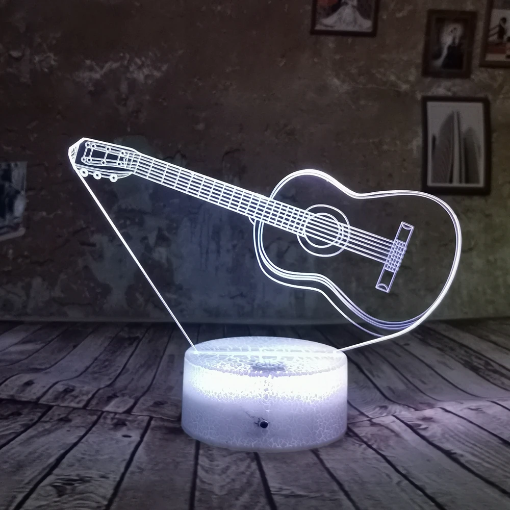 

Drop Shipping Colorful 7 Colors RGB LED Guitar 3D Night Light Change USB Xmas Birthday Gifts Table Desk Lamp For Baby Kids
