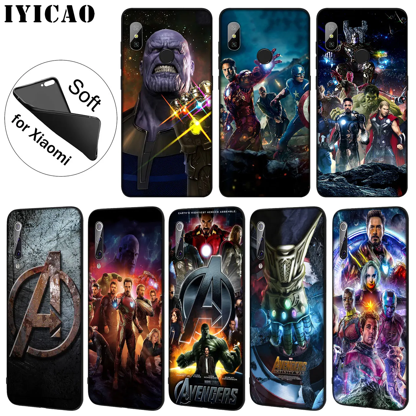 

IYICAO Marvel Marvel's The Avengers Soft Silicone Phone Case for Xiaomi Mi 9 8 A2 Lite A1 6 6X pocophone f1 MAX 3 mi9 mi8 mia2