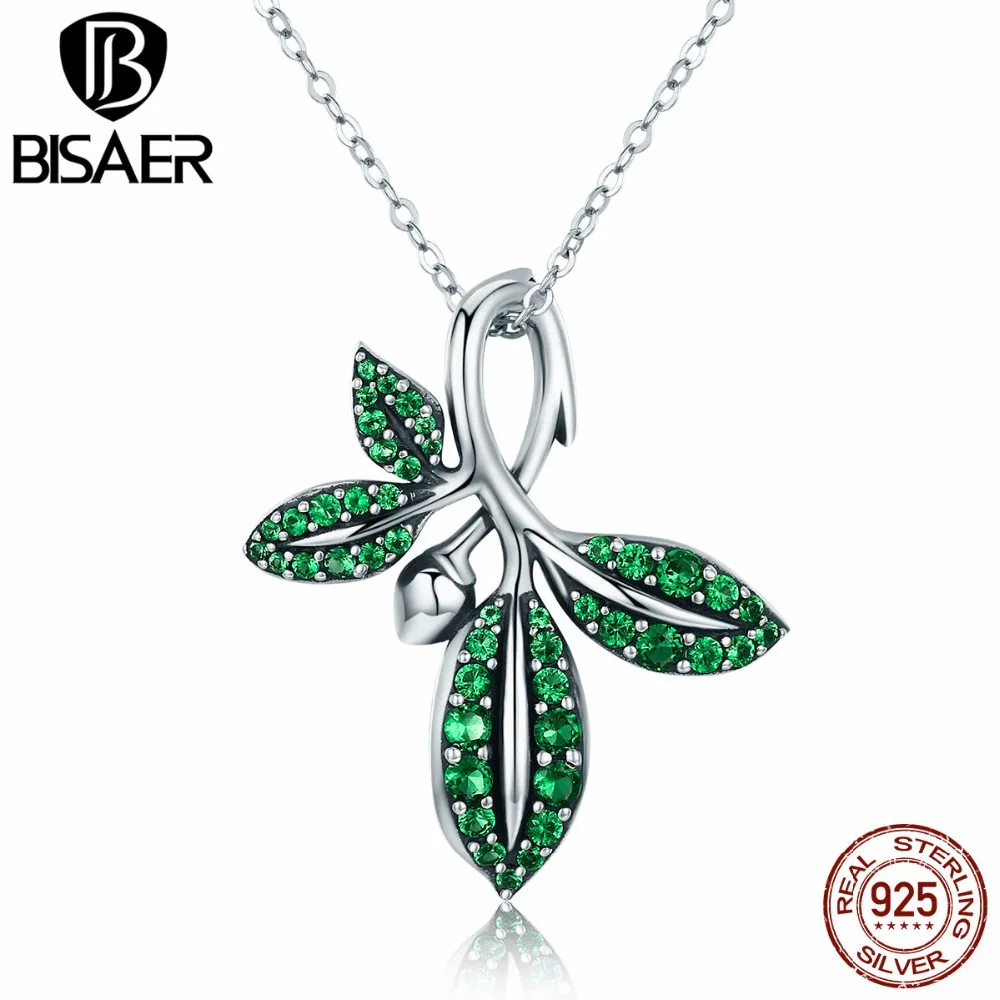 Серебро 925 пробы Весенняя коллекция ветка и зеленые листья серебро женское колье-Подвеска девушка стерлингового серебра ювелирные изделия