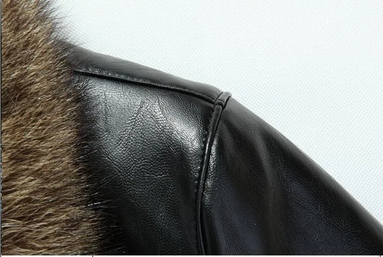 Мех животных один зимняя куртка 2018 новые мужские зимние модные толстые теплые зимние кожаная куртка пальто минус-40 C теплые кожаные кожа Jacke