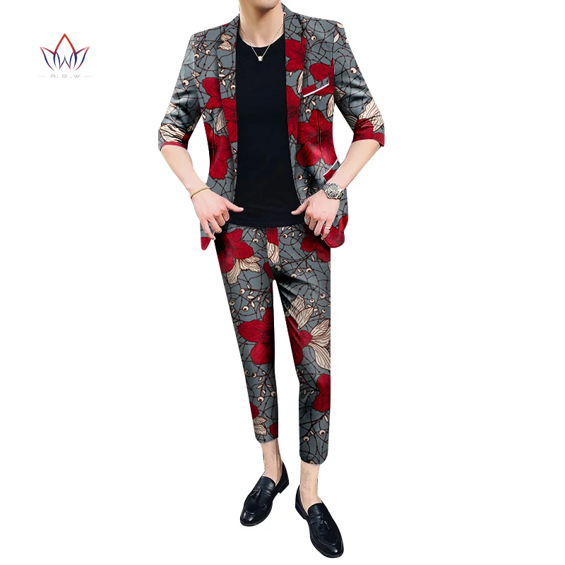 2019 африканский дизайн одежда Базен Riche мужские комплекты из 2 предметов со штанами африканская одежда повседневная мужская куртка, пальто и