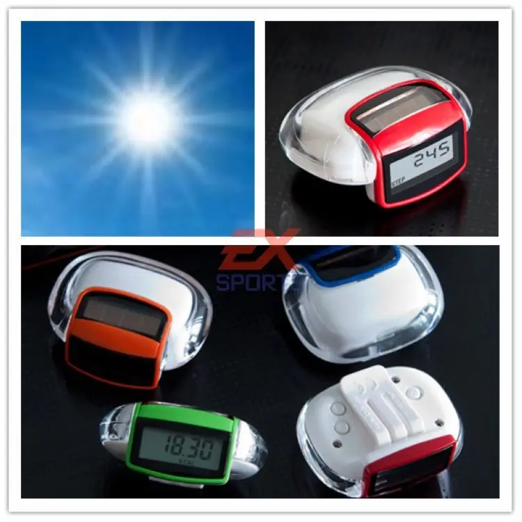 Solar Power Supply LCD Run Step Pedometer Distance Counter (5)