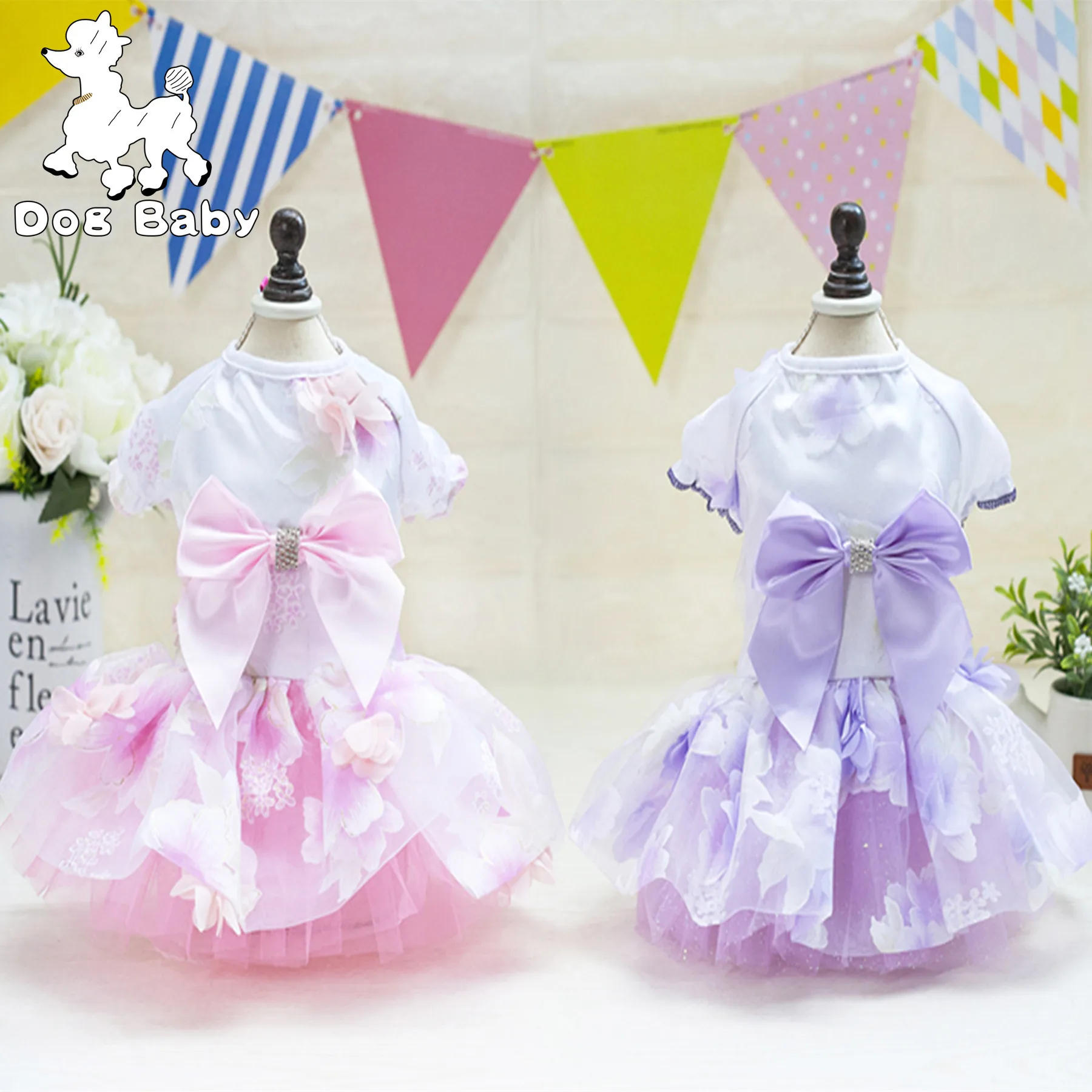 

2019 New Hot Flower Fairy Butterfly Knot Cute Pet Princess Dog Dress Clothes Dogs Supply Accessories Pets Outfit Skirt Apparel