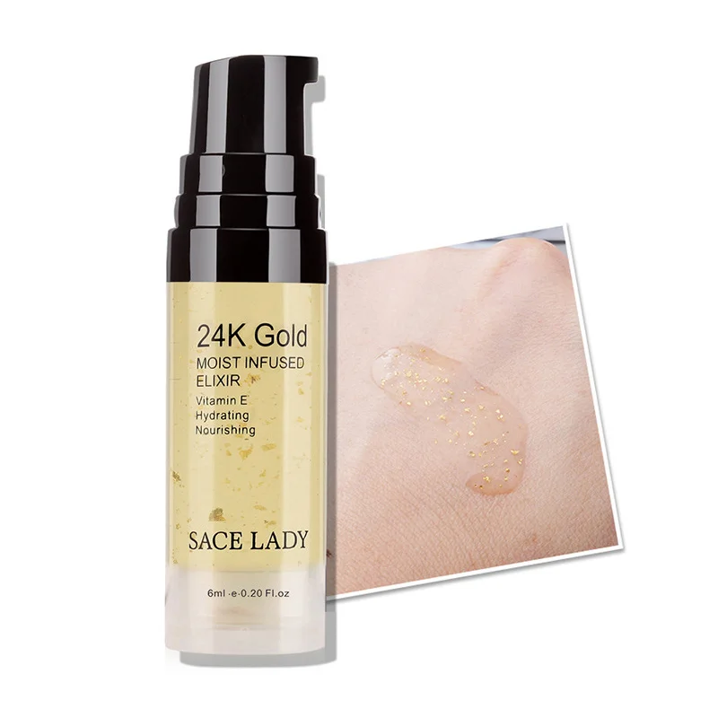 

6ml Face Base Moisturizing Makeup Primer Essence Liquid 24K Gold Elixir Oil Foundation Primer Makeup Pores Cosmetics TSLM2