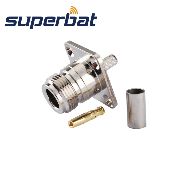 

Superbat 10 pcs RF Connector N Crimp Jack Female with 4 hole Panel Mount for RG58,RG142,RG400,LMR195 Cable Free Shipping