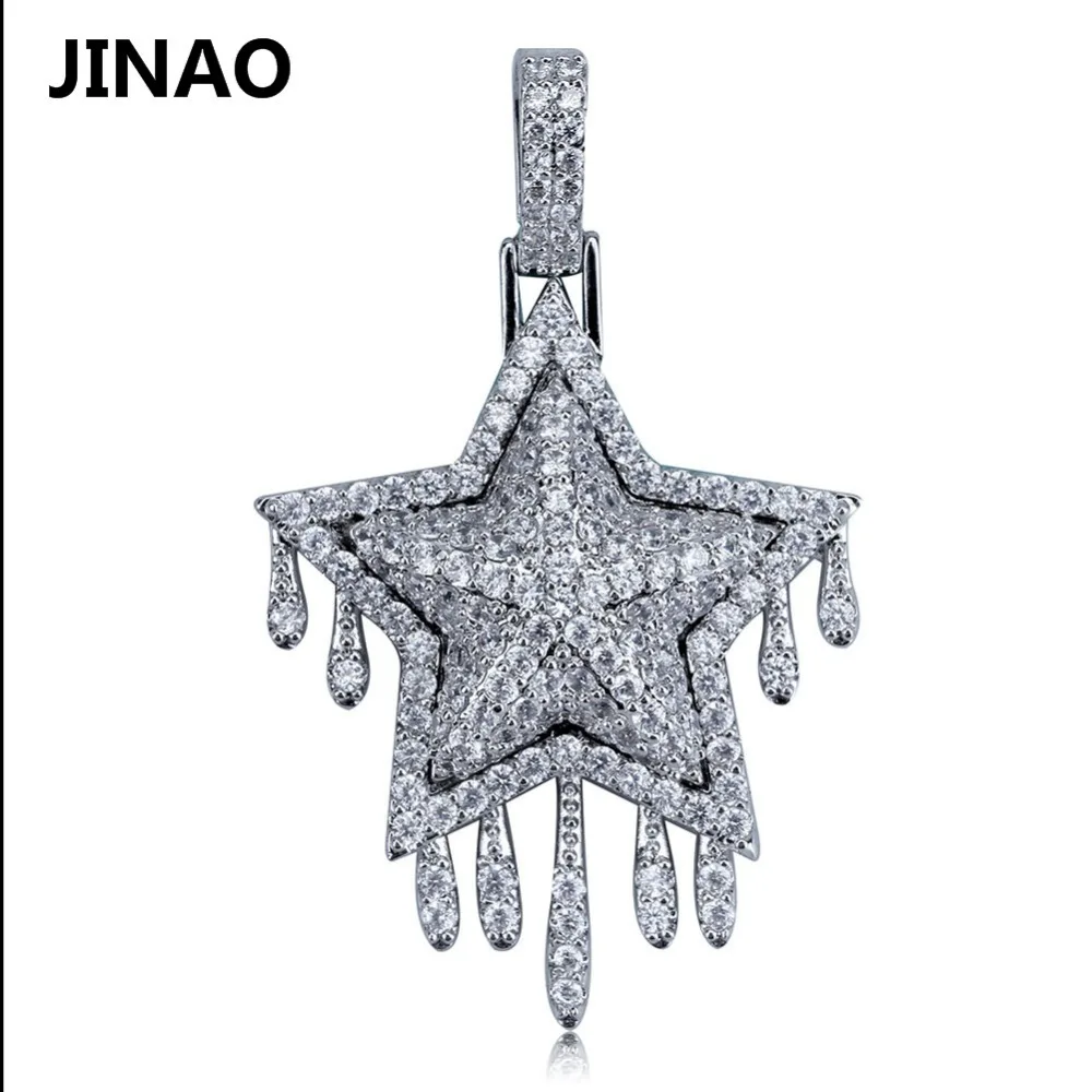 JINAO Мода льдом Metor капельного звезда кулон & ожерелье нержавеющая сталь с