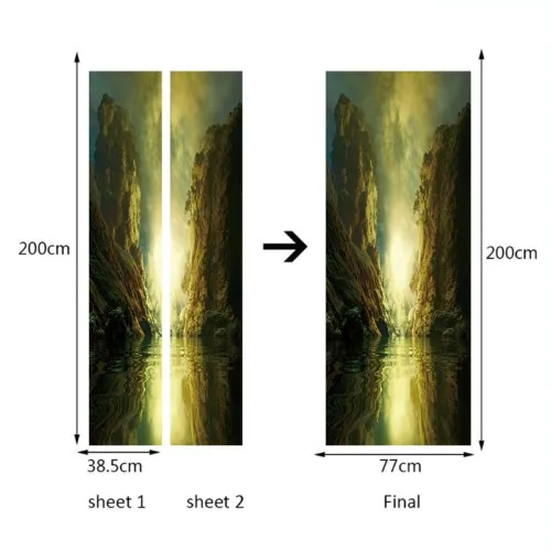 2 шт./компл. эффект пейзаж маслом Краски ing двери наклейки на стену Краски Спальня Гостиная коридор ПВХ двери декоративные - Цвет: YMT194