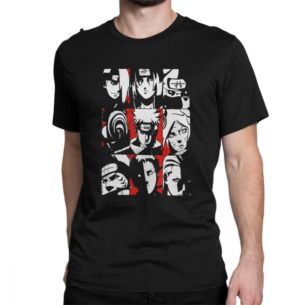 

Akatsuki T-Shirts for Men Naruto Uchiha Itachi Sasuke Akatsuki Fun Pure Cotton Tee Shirt Short Sleeve T Shirt Original Tops