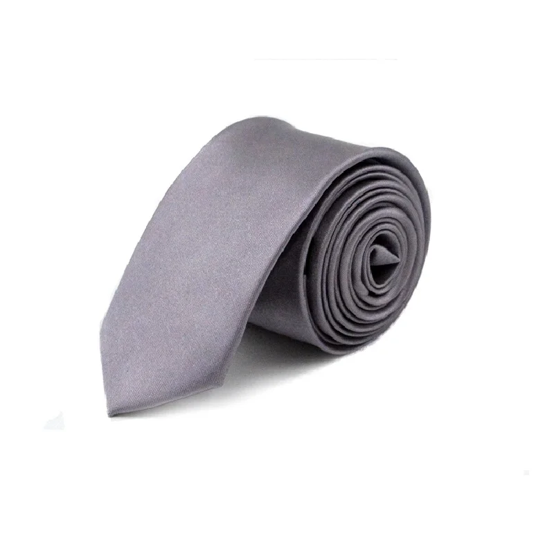 Тонкие галстуки для мужчин Gravata 5 см вечерние модные шейный галстук-платок подарок полиэстер 40 цветов зеленый красный белый слоновая кость черный синий - Цвет: Серый
