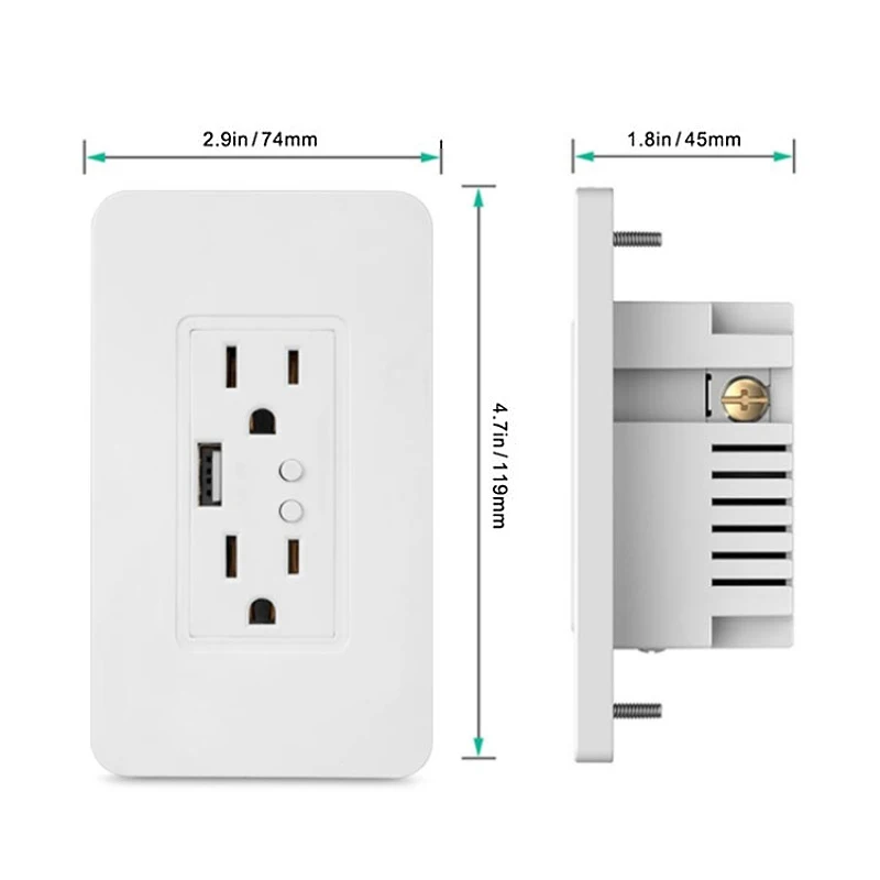 For Alexa Google Home eWelink APP remote control Smart Wall Outlet Wifi Dual USB Socket Remote Voice Control Smart Wall Socket