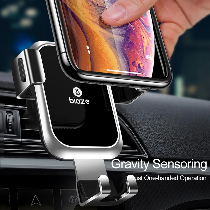 Автомобильный держатель Biaze из закаленного стекла для iPhone X XS, samsung, держатель для мобильного телефона, 360 градусов, gps, крепление на вентиляционное отверстие, автомобильный держатель для телефона