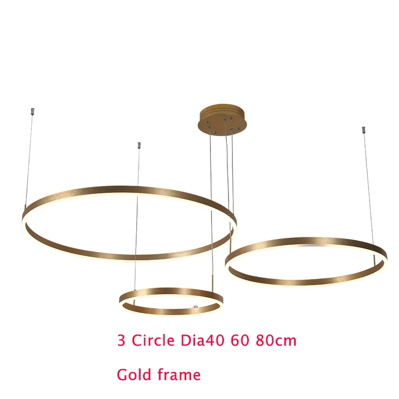 Gold Dia40 60 80 cm Современный светодиодный светильник для столовой гостиной подвесной светильник Круглая Подвеска Люстра для офиса - Цвет абажура: Gold Dia40 60 80 cm