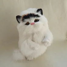 lovely creative simulation black head cat doll polytene & fur lucky cat kids toy home furnishing gift 19x10x14cm