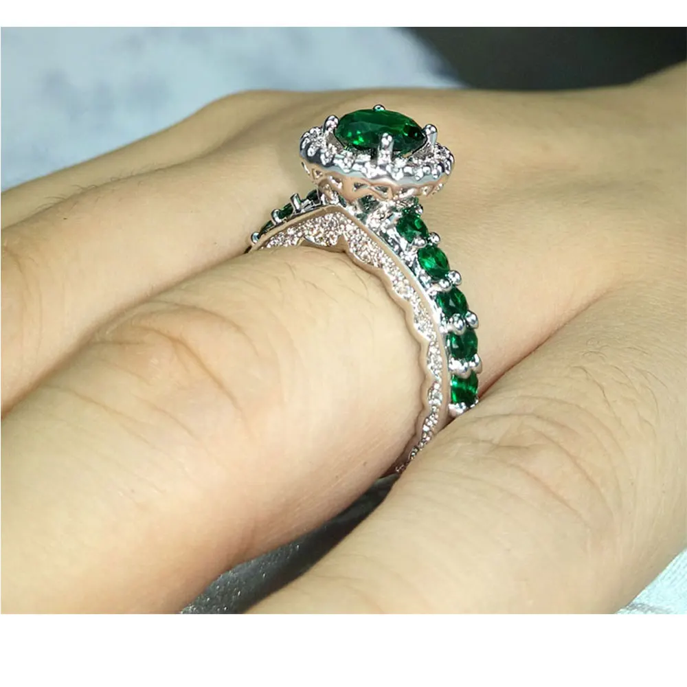 Vintage Emerald Green Wedding Rings Women Promise Vintage Emerald Green Wedding Rings Women Promise Cz Diamonds Inlaid Whole In Bands From Jewelry Accessories On