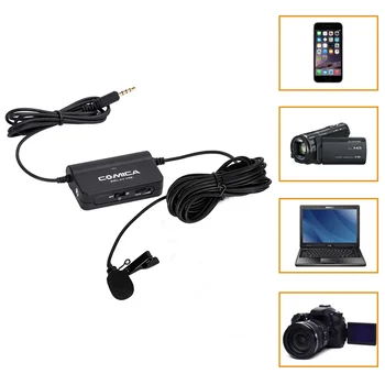 

CoMica CVM-V05 Single Lavalier Microphone with Stepless Gain Control Function Real-time Monitor Universal for Smartphone Camera