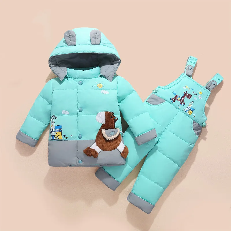 New Children's Boy Girl Set 1~4 Years Old Baby Down Coat and Pants
