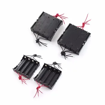 

60pcs/lot MasterFire New Battery Box Holder For 4 x 18650 Black With Wire Leads Plastic Batteries Storage Case Cover