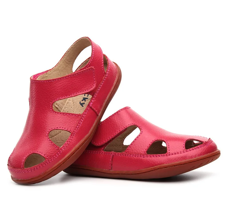 Лето г. кожа для Обувь для мальчиков Обувь для девочек босоножки из натуральной кожи раздел вырез пляжная обувь Обувь для мальчиков Дышащая обувь на плоской подошве Сандалии для девочек