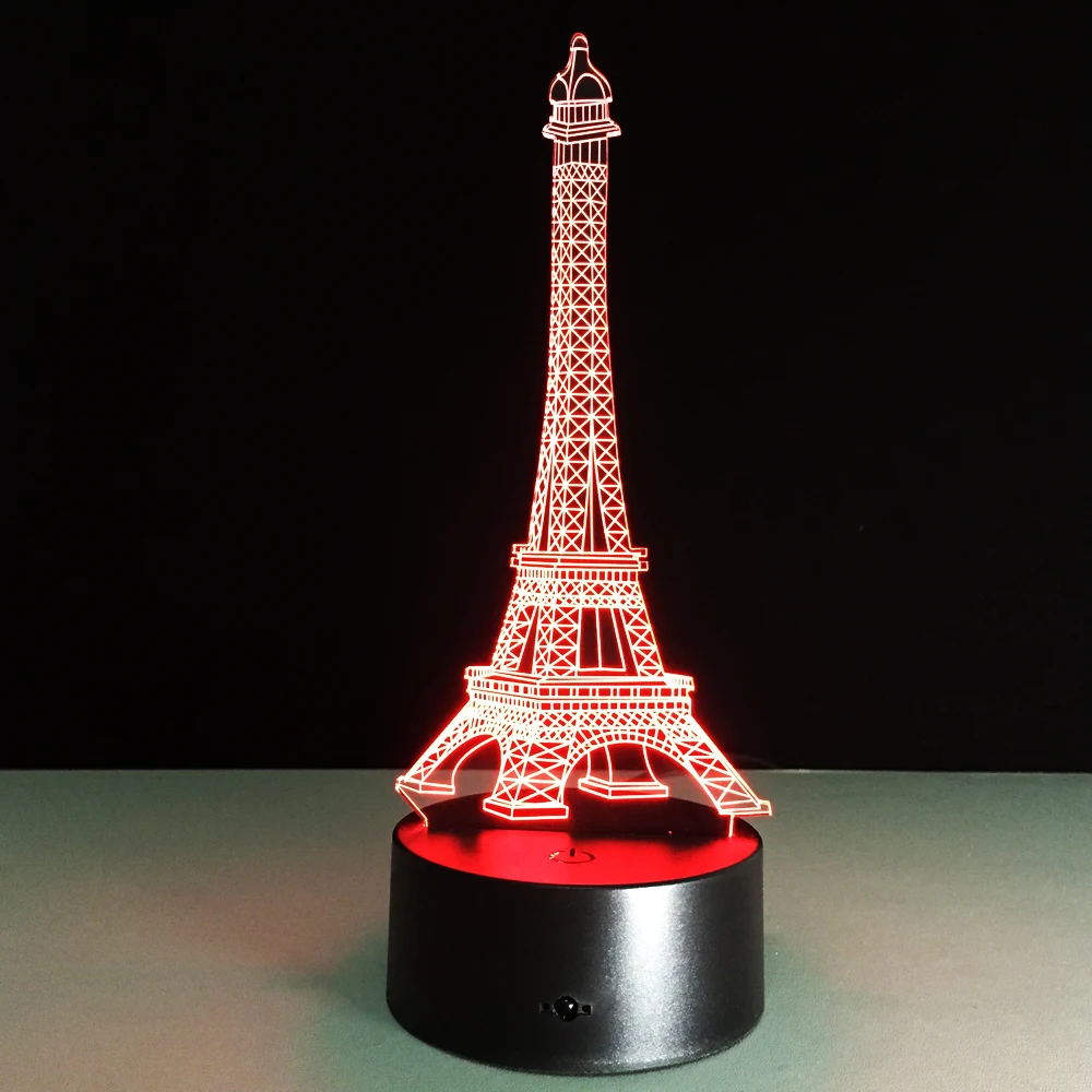 Музыкальный плеер Bluetooth динамик с Эйфелевой башня светильник 7 цветов Изменение небольшой ночник цветные огни 3D спальня лампа для подарка