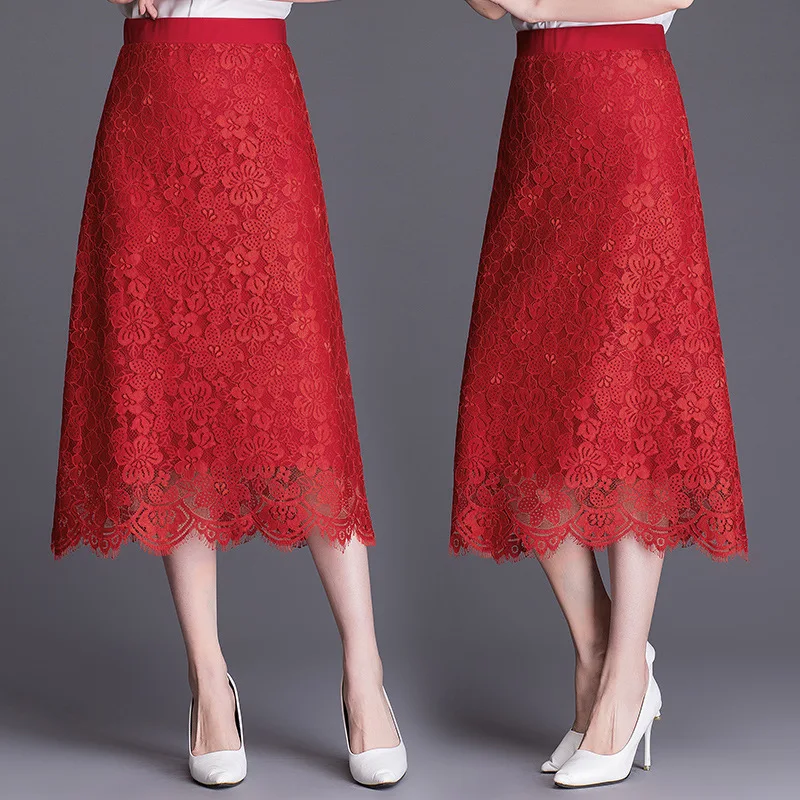1869 для девочек кружевная юбка женские юбки женские весенние Новое повседневное модное сексуальное кружево сумка Хип длинная юбка M-4XL