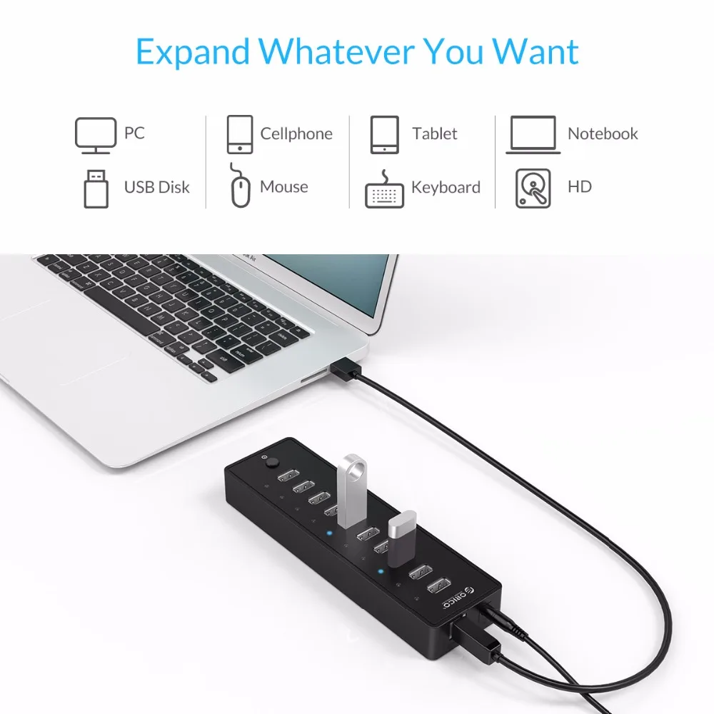 Источник питания ORICO P10 U2 10 портов usb 2 0 12V2.5A с кабелем для передачи данных 1 5 м