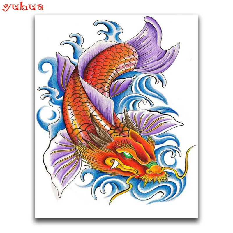 Round Diamond mosaic Art 5D DIY Diamond embroidery animal colorful Full Square Diamond painting Cross stitch fish cartoon_