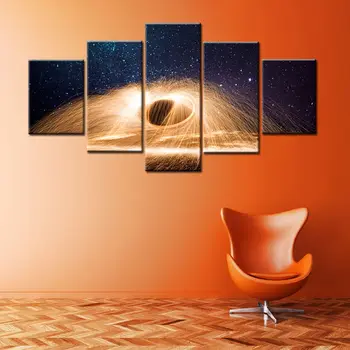 

Fireworks Under the Stars Beautiful Landscape Home Decor 5 Panels Modular High Quality Wall Art Canvas Painting Room Decoration