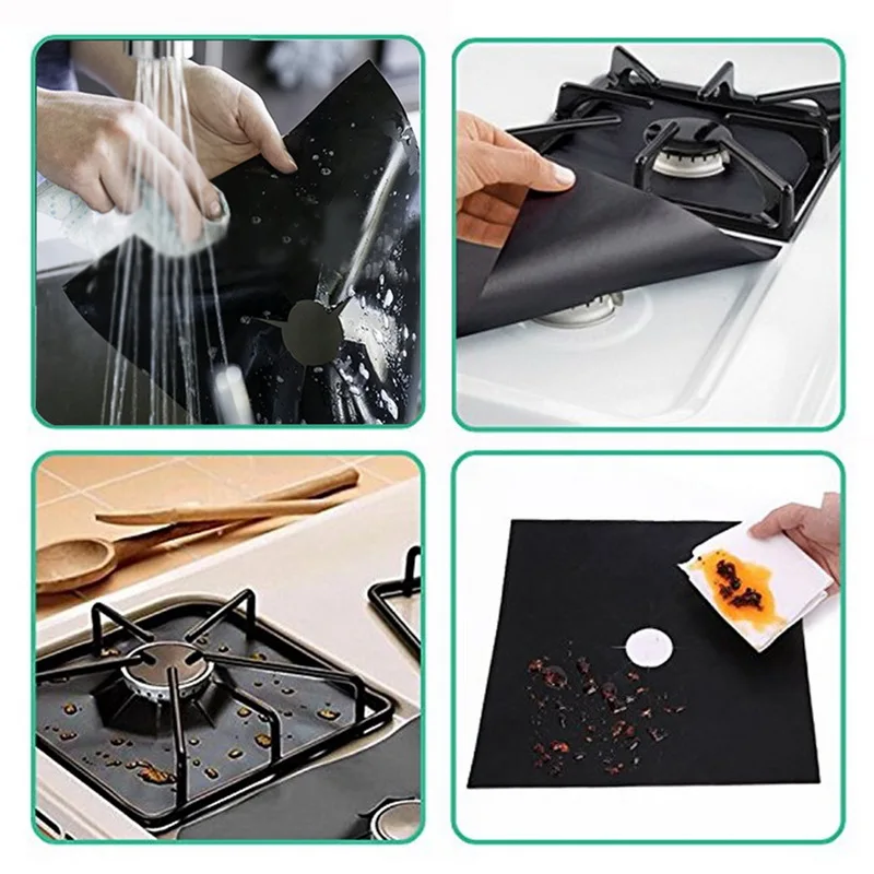 2/4pcs Gas Stove Protectors Reusable Gas Stove Burner Cover Liner Mat Fire Injuries Protective Foil Specialty Kitchen Tools 7