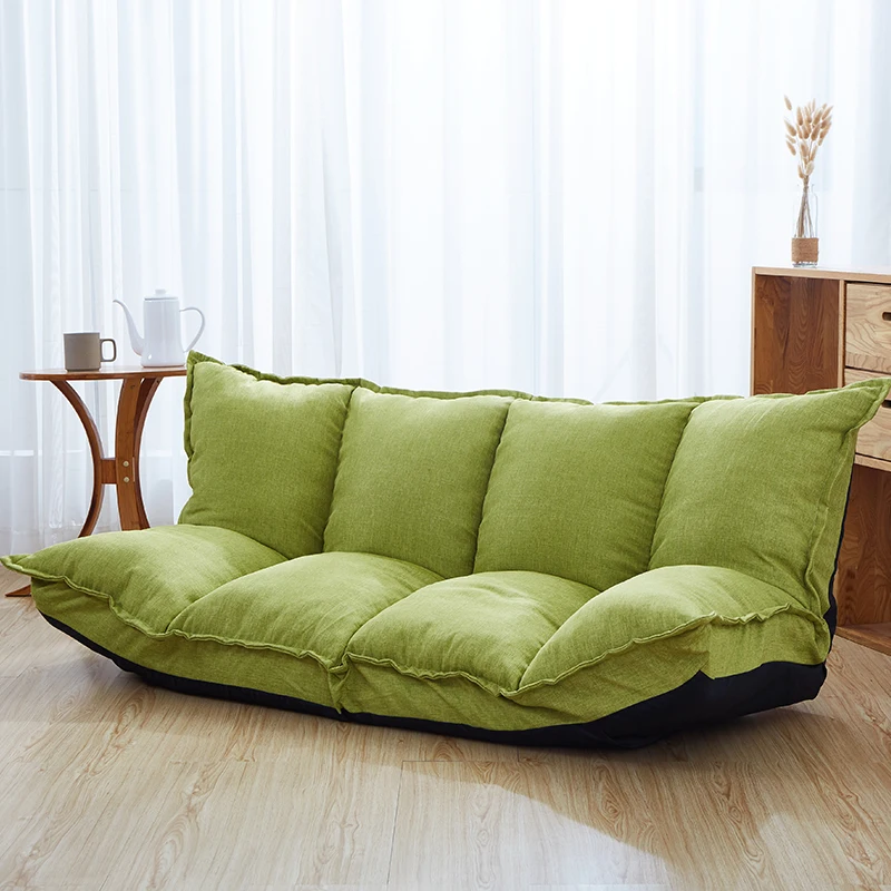 Linen Fabric Upholstery Adjustable Floor Sofa Bed Lounge Sofa Sleeper Floor Lazy Couch Living Room Furniture Video Gaming Sofa