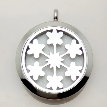 

Stainless Steel snowflake Essential Oil Diffuser Perfume Locket Pendant Necklace