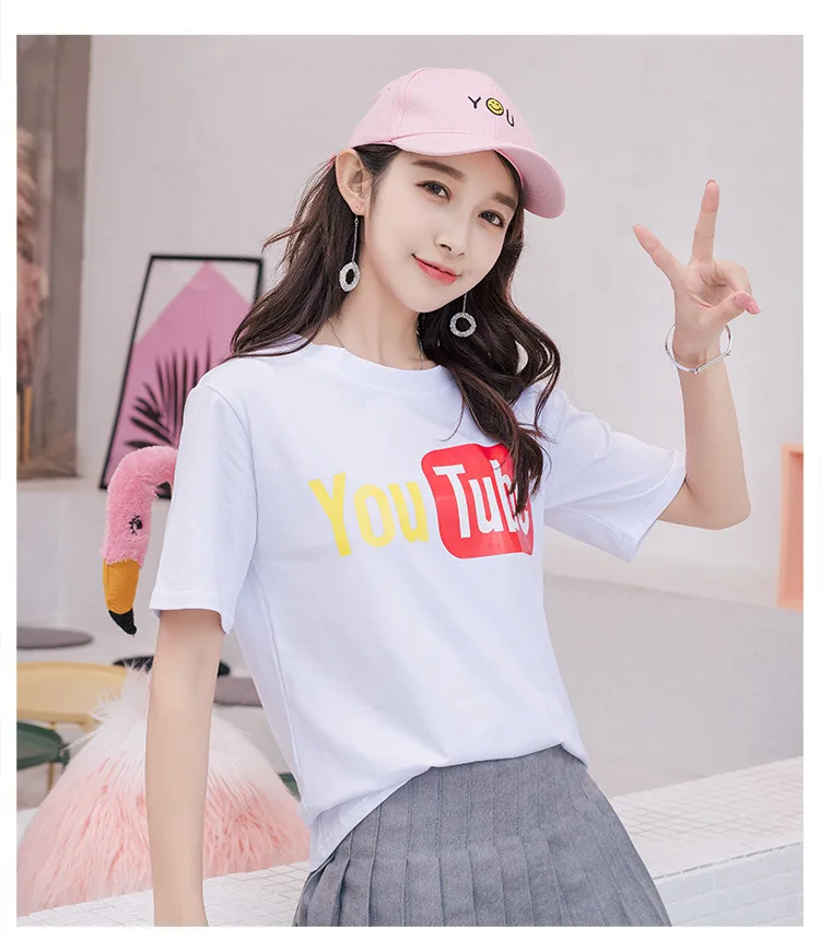 Новая футболка с короткими рукавами Новая летняя Свободная верхняя одежда в Корейском стиле для девочек, белая нижняя рубашка с коротким рукавом для девушек
