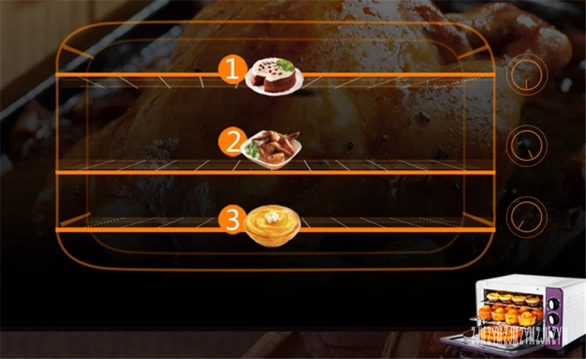 LO-15L 15л мини-печь, мини-печь, многофункциональная электрическая духовка 220 В/50 Гц 1200 Вт 100-230 градусов, фиолетовый корпус из нержавеющей стали