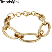 Женские браслеты, розовое золото, серебро, овальная цепочка, браслет из нержавеющей стали для мужчин, ювелирные изделия, подарки, Прямая поставка, KKB436