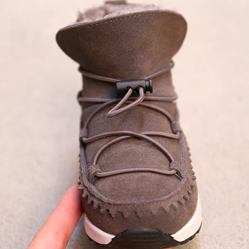 Детские ботинки; Новое поступление года; теплая плюшевая зимняя обувь; детские зимние ботинки; Высококачественная обувь из натуральной кожи для мальчиков и девочек