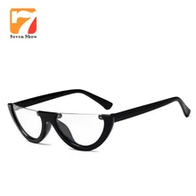 Модный бренд половина небольшой Рамки черный маленький Треугольники Cat Eye Обычная Очки Рамки Для женщин Винтаж прозрачные линзы женский Рамки