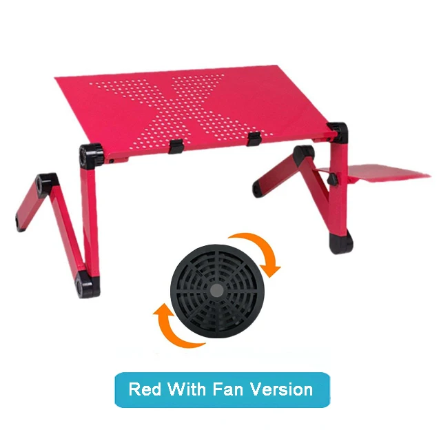 Red with Fan Портативный складной регулируемый складной стол для ноутбука Настольный компьютер mesa para подставка для ноутбука поднос для дивана кровать черный с вентилятором - Цвет: Red with Fan