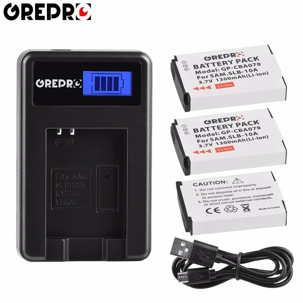 

3pcs SLB-10A Battery SLB 10A SLB10A Batteries+LCD Charger for Camera SAMSUNG HMX-U10 HMX-U100 SL720 SL310W SL820 HZ15W WB1102