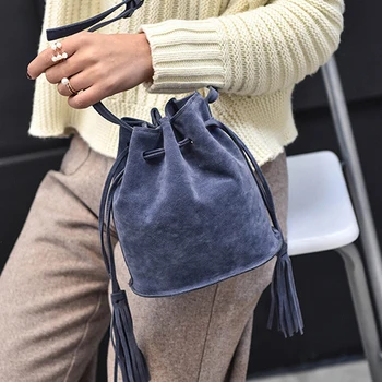 

Fashion Women Bucket Bags Shoulder Crossbody For Women String Tassel Shoulder Handbags Girls Drawstring Messenger Bag