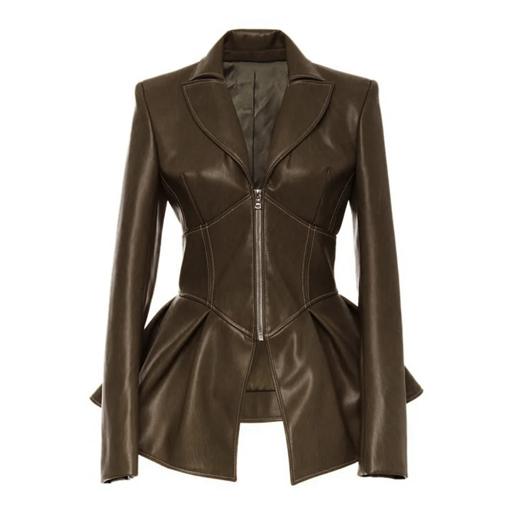 Новинка, готическое Женское пальто из искусственной кожи, зима-осень, модная мотоциклетная куртка, черная верхняя одежда, куртка из искусственной кожи в стиле панк