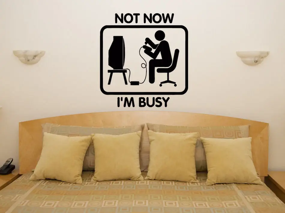 HWHD Not Now I'm Busy Gamer Games Xbox PS Console Bedroom Decal Wall Sticker Free Shipping | Дом и сад