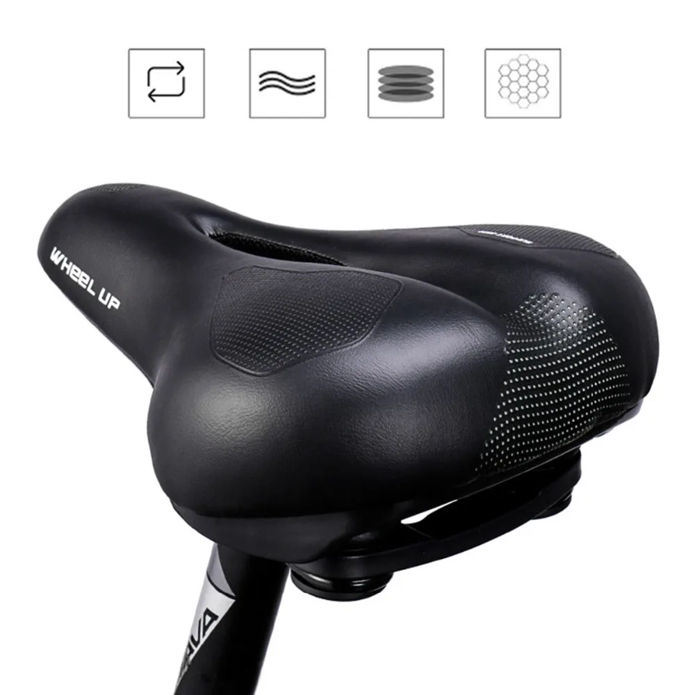 

Wide Big Bum Bike Bicycle Cycling High Elasticity Foam Filled Comfort Seat Saddle Safty MTB Bike Accessories Built in Shock Abs