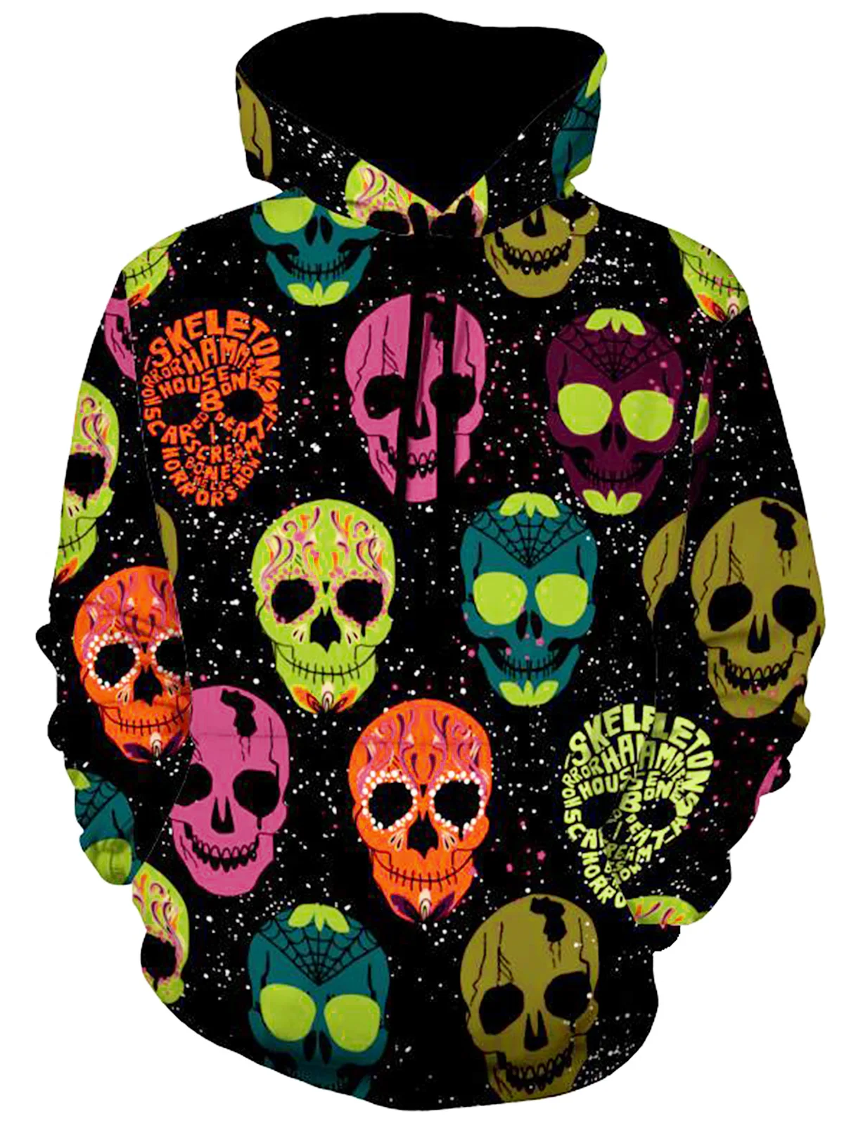 Retro Graphic Skulls Halloween Pullover Hoodie Female Hooded Sweatshirt
