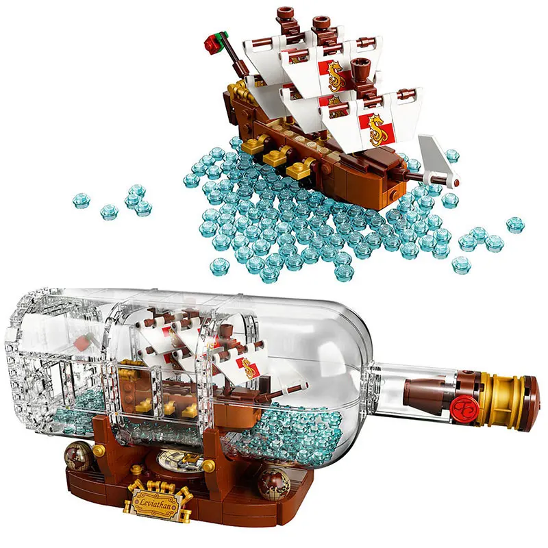 

Creator Ideas Pirates of the Caribbean Ship in a Bottle Building Block Bricks Toys Kids Gifts Compatible Legoings 21313