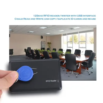 

USB 125Khz RFID EM4305 T5567 Card Reader + 5 ID Key Buckles + 5 ID Cards