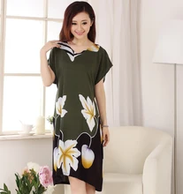Novelty Print Chinese Tradition Women Cotton Bathrobe Sexy Long Robe Nightgown Summer Casual Sleepshirt Flower One