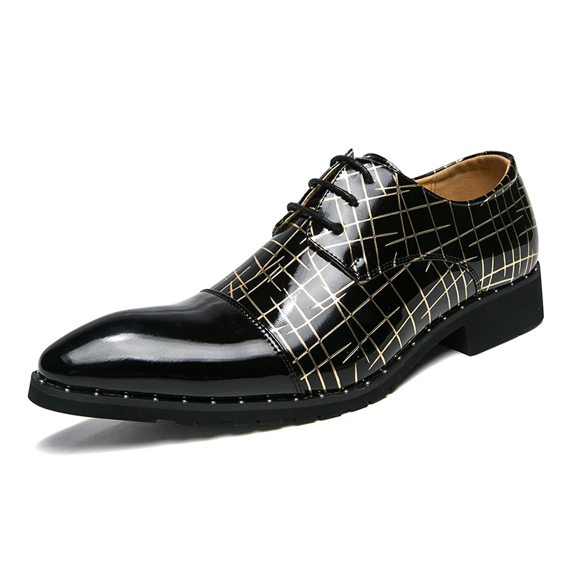 pointed toe mixed colors patent leather men shoes fashion dress ballroom dancing wedding pary flats derby oxfords shoes for men (5)