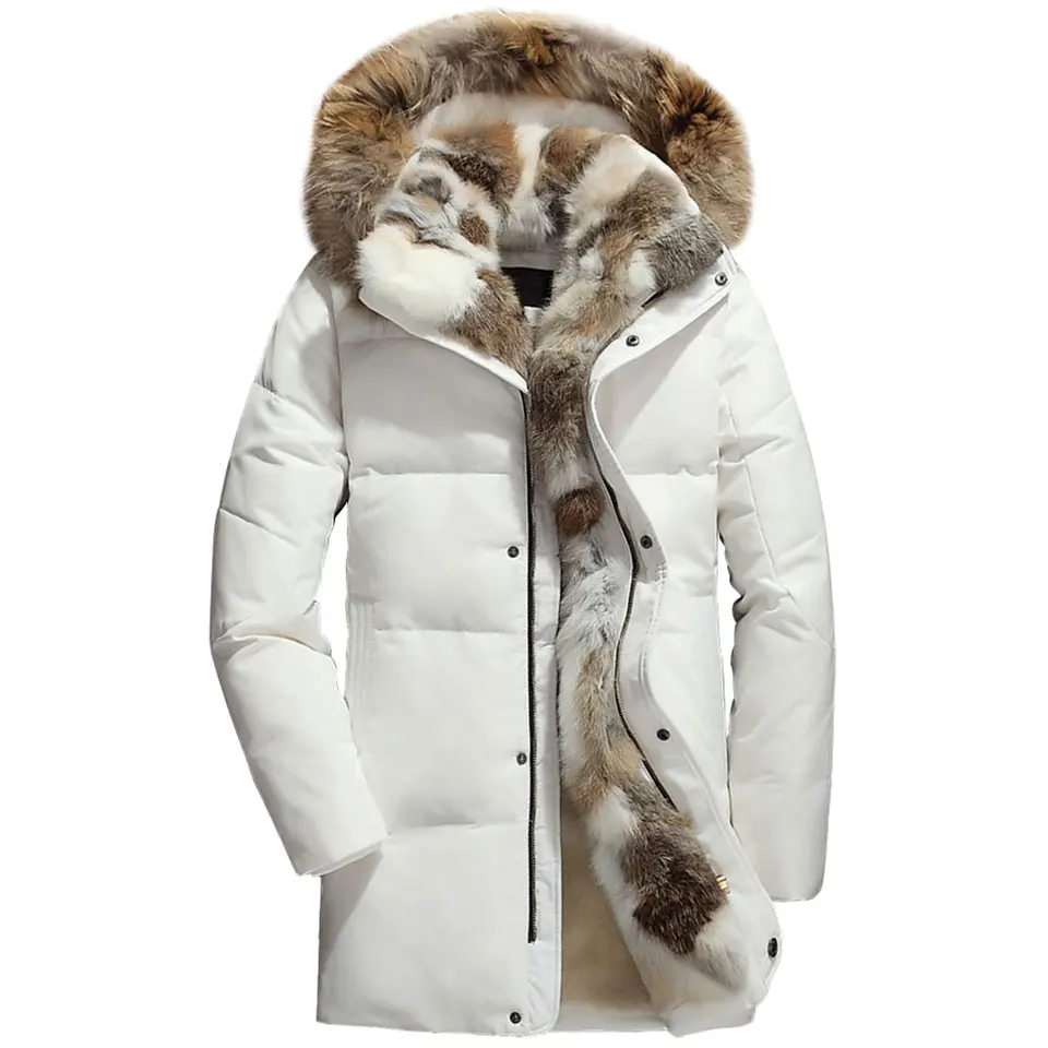 Men's Long Cotton Hooded Coat Winter Thicken Windproof Down