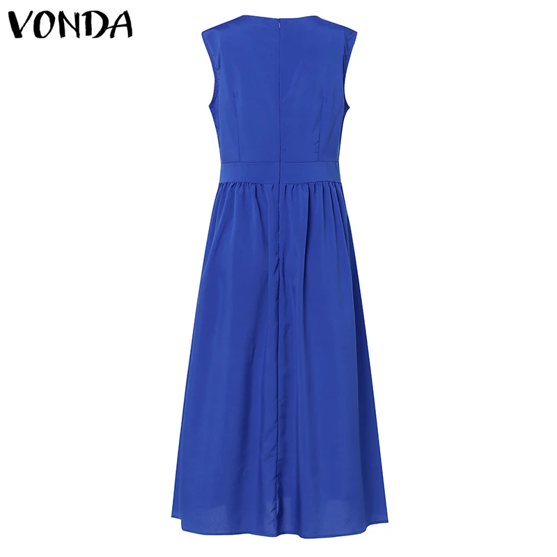 VONDA Платье макси с принтом для беременных длинное платье без рукавов с v-образным вырезом мешковатые платья-кафтаны женские вечерние платья 5XL