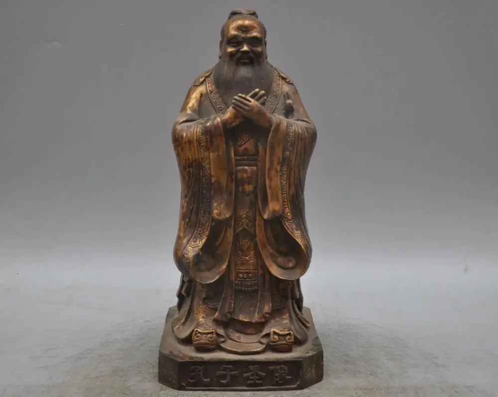 

SS 11" China Ancient Philosopher Confucius Kong Zi Bronze Bronze Statue