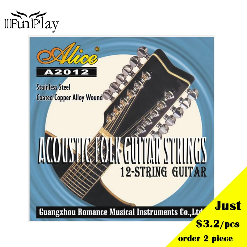 

Alice 12 String Folk Violao Strings Stainless Steel Coated Copper Alloy Wound A2012 Strings for Acoustic Guitar Drop Shipping